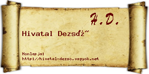 Hivatal Dezső névjegykártya